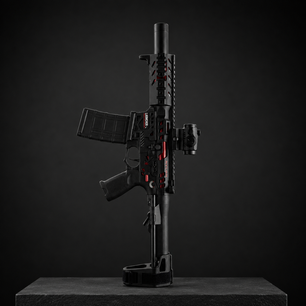 AR-15 – Rechargeable Gel Blaster Gun, 5V Battery, Plastic & Nylon Construction, 14+
