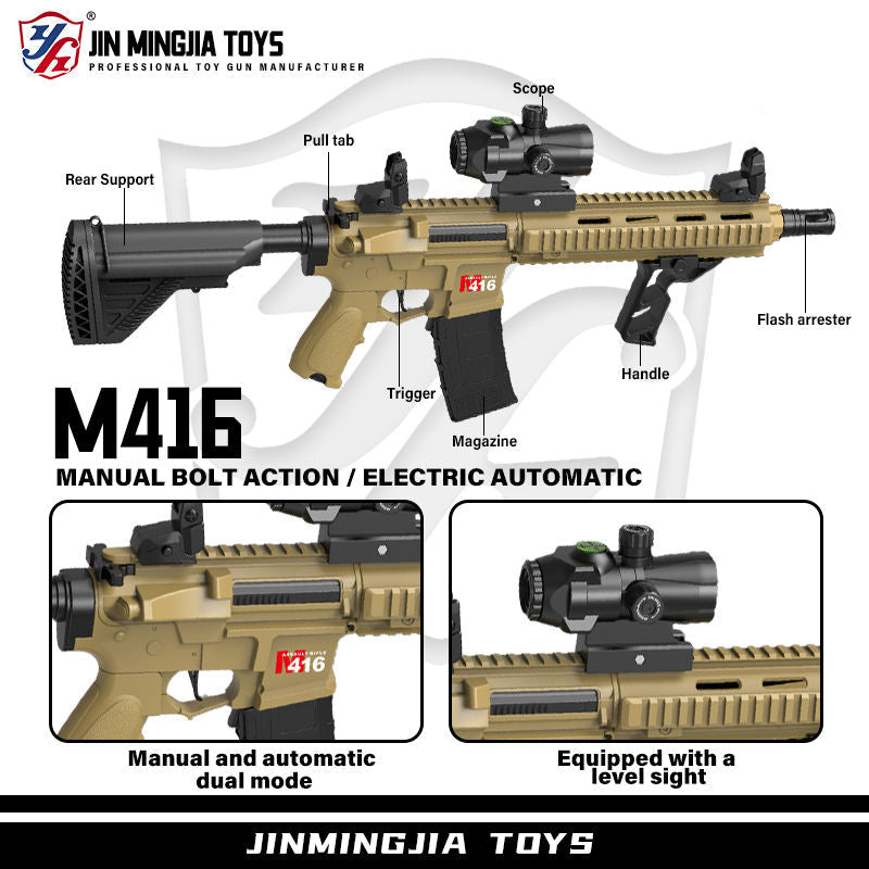 M416 – Rechargeable Gel Blaster Gun, 5V Battery, Plastic & Nylon Construction, 14+